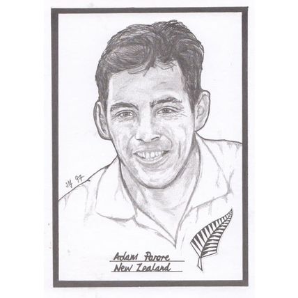 Adam Parore New Zealand Cricket Artist Drawing Limited Edn of 500 Postcard