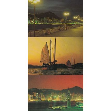 Hong Kong City at Night 3x Postcard