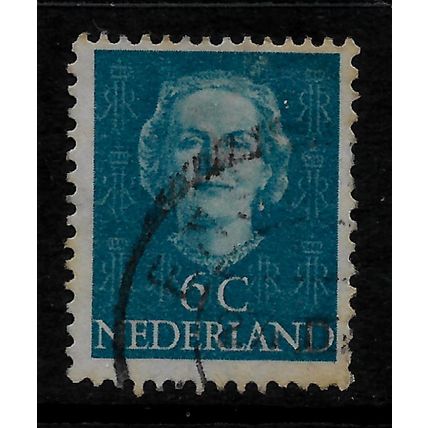 NETHERLANDS 1949 6c BLUE QUEEN JULIANA SG 685 FINE USED#