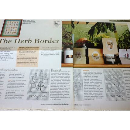 Country Herb Sampler Cards P,Q,R,S,T Cross Stitch Chart from Magazine