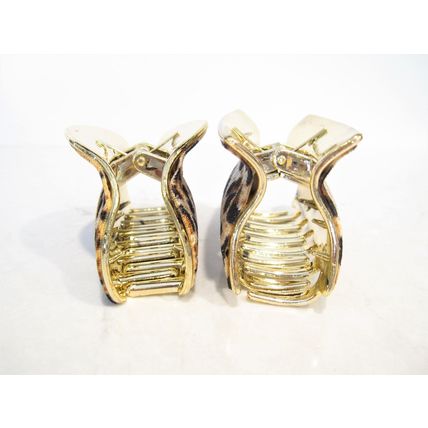 Leopard print animal print gold acrylic and fabric hair claw clamp clip