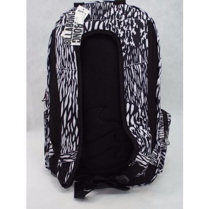 New Womens BILLABONG Laptop Backpack School Book Bag White Black Purple MSRP$50