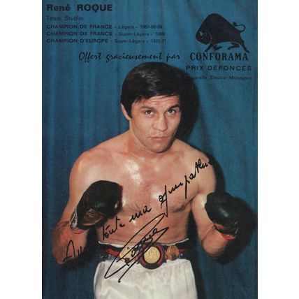 Rene Roque 1970s French Boxing Champion Hand Signed Photo