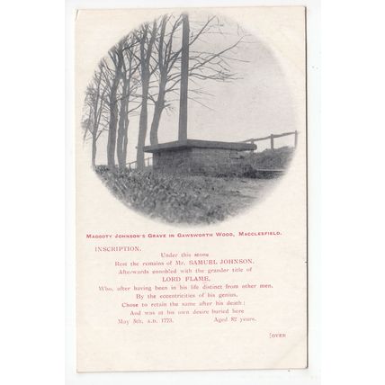 Samuel Maggoty Johnson's Grave Gawsworth Wood Postcard Cheshire