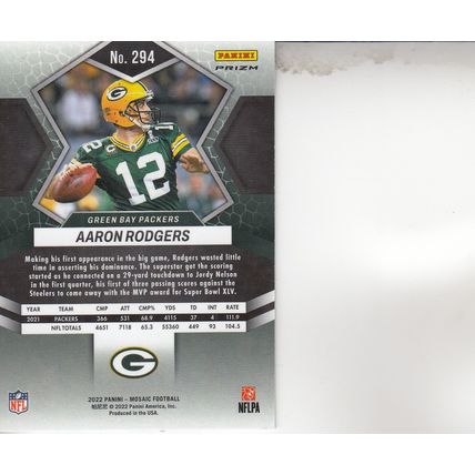 AARON RODGERS INSERT 2022 AUTOGRAPHED GREEN BAY PACKERS SB CHAMPION QUARTERBACK