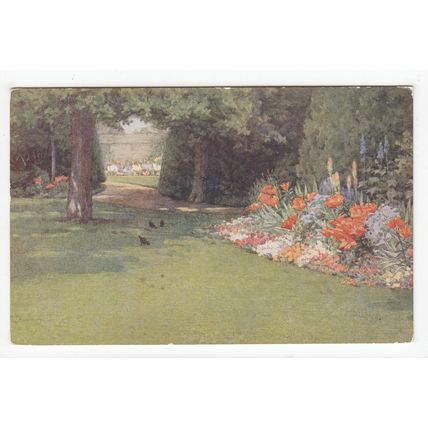 St John's College Gardens Oxford Art Postcard Publisher George Davis