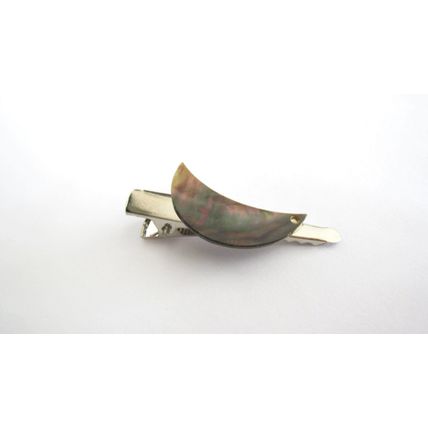 Pink purple gray green moon shaped shell alligator hair clip