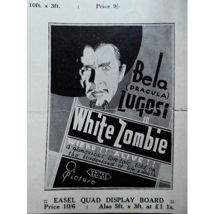 WHITE ZOMBIE (1932) vintage UK Pressbook ***Bela Lugosi, Madge Bellamy***