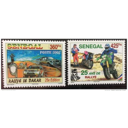 Sénégal 2002 25e Rallye Dakar Rally Motorbike Moto Car Voiture 2 val. RARE MNH