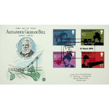 1976 Alexander Graham Bell, Telecommunications Museum Taunton Postmark, FDC