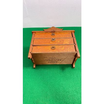 Gunther Mele 1970's Wooden Jewelry Box with Drawers, Vintage Jewellery Organizer