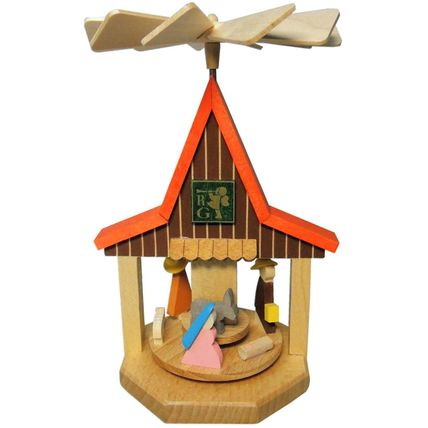 1751G - Richard Glaesser Pyramid - Mini House Nativity - 5"H x 3.5"W x 3"D