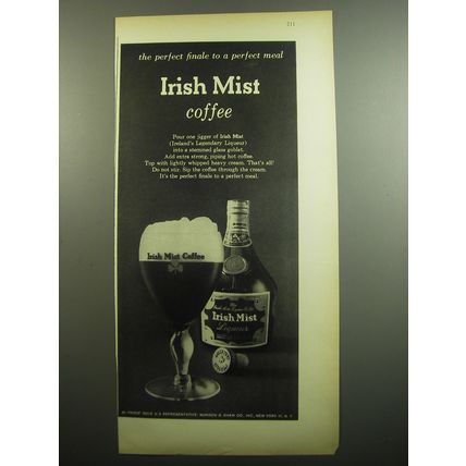 1960 Irish Mist Liqueur Ad - The perfect finale to a perfect meal