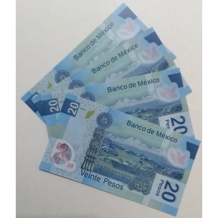 Mexico UNCIRCULATED $20 Pesos polymer 2018 Benito Juárez. Lot of 4 consecutive