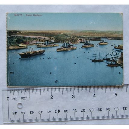 vintage postcard Malta, Grand Harbour