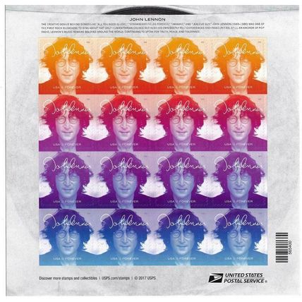 John Lennon - Stamps Imagine Sheet of 16 Current Rate Stamps Scott 5315