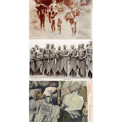 Masai Swazi Women & African Family 3x Old Real Photo Ethnic Postcard s