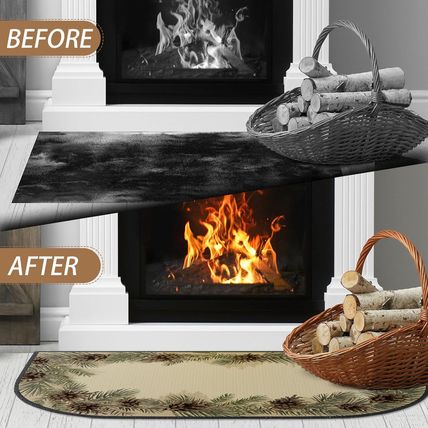 Demissle Fireplace Hearth Rug Fireplace Mats Cabin Southwestern Fireproof Fire R