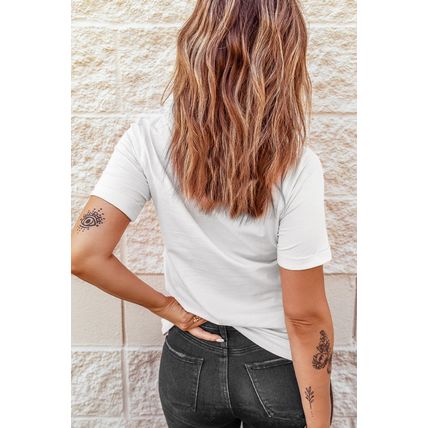 White USA Flag Bow Knot Print Round Neck T Shirt