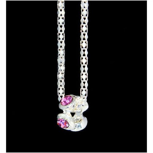 Fine Pink Crystal Silver Plated Charm Pendant Necklace Chain Jewellery 1617