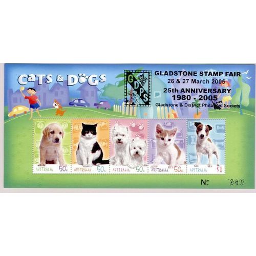 Australia 2004 Cats & Dogs MS ~ GLADSTONE STAMP FAIR 25th ANNIVERSARY 1980-2005