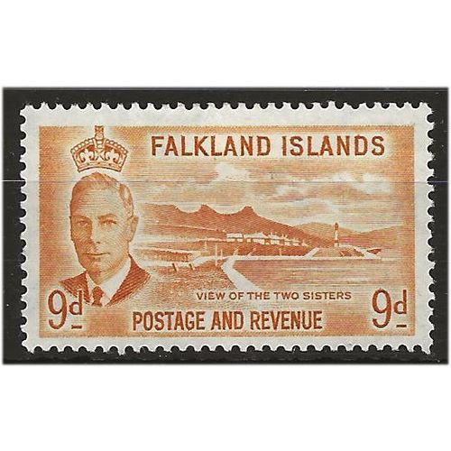 Falkland Islands 1952 SG179 9d Orange-Yellow Mounted Mint . ..