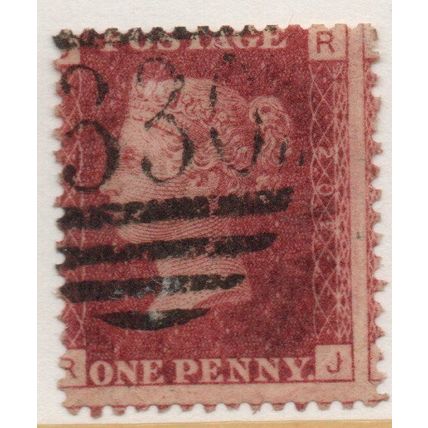 Sg43 1d red plate 202 fine used " R J " (REDS)