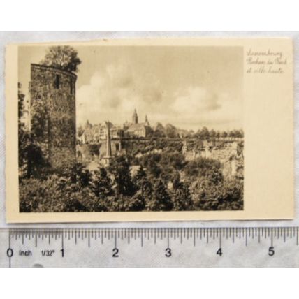 vintage postcard Luxembourg - Rochers du Bock et ville haute