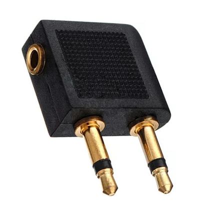 Aeroplane Airplane Airline In-Flight Chair Audio Adapter Headphone Gold ⚽