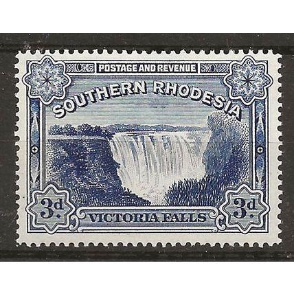 Southern Rhodesia 1938 SG35b 3d Deep Blue Mounted Mint. . .