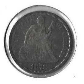 1878 US Silver Seated Liberty Dime XF