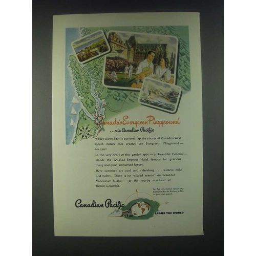 1946 Canadian Pacific Ad - Canada's Evergreen Playground