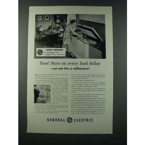 1949 General Electric Home Freezer Ad - Save on Every Food Dollar