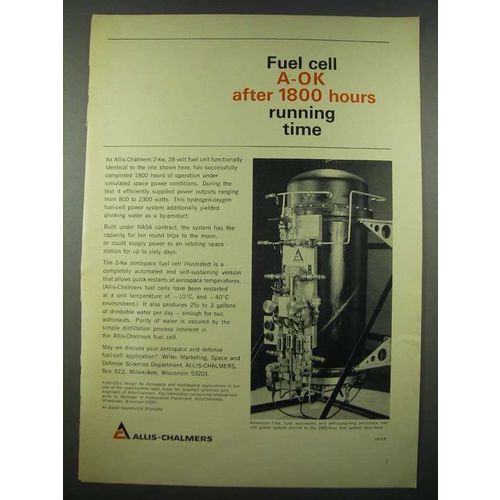 1965 Allis-Chalmers 2-kw 28-Volt Fuel Cell Ad - A-OK after 1800 Hours