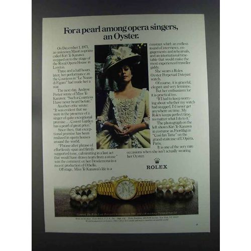 1982 Rolex Lady-Datejust Watch Ad - Kiri Te Kanawa
