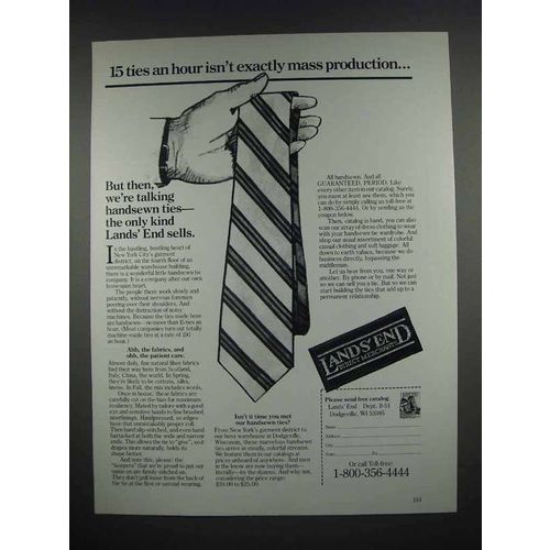 1987 Lands End Clothing Ad - 15 Ties an Hour