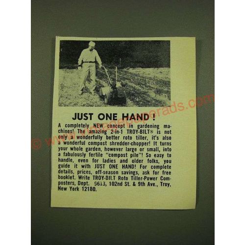 1973 Troy-Bilt Roto Tiller Ad - Just one hand!