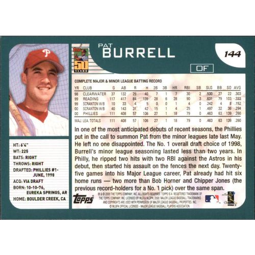 2001 Topps Pat Burrell #144