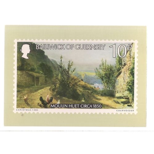 BAILIWICK, GUERNSEY POST OFFICE STAMP CARD unused postcard CHRISTMASb 1980 10p #