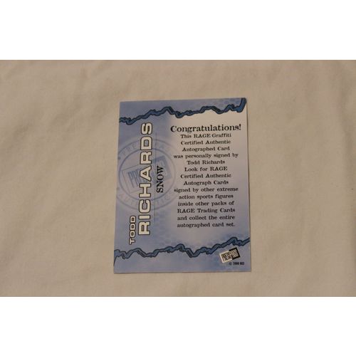 Todd Richards 2000 Press Pass Rage GRAFFITI AUTOGRAPH Extreme Sports
