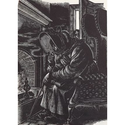 Antique Fritz Eichenberg Engraving Print Jane Eyre Bronte Art Decor Old Crone