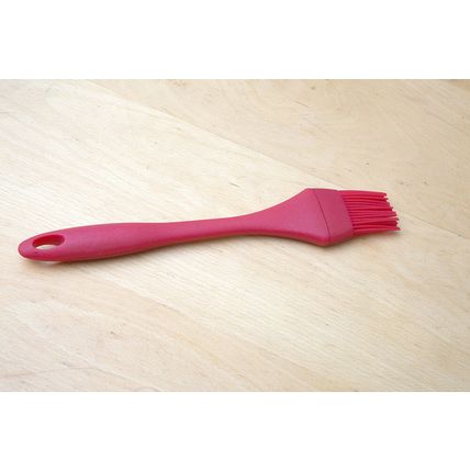 PASTRY BRUSH RED SILICONE HEAD PLASTIC HANDLE 10" - - 26 CM