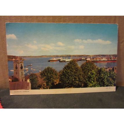 THE HARBOUR, FALMOUTH, CORNWALL used vintage postcard by Jarrold 1960s pm =