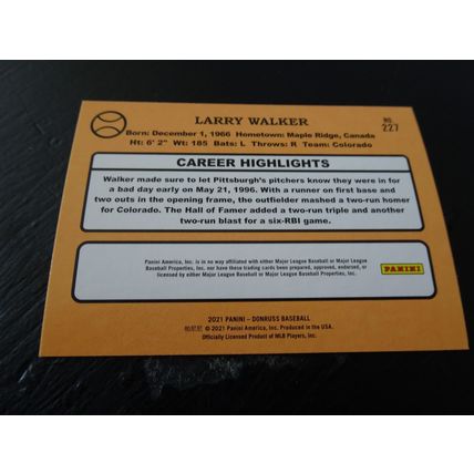 2021 Donruss Card # 227 Larry Walker Retro 1987 Near Mint (7) Colorado Rockies