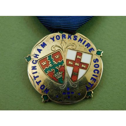 Vintage Silver Gilt & Enamel Medal Nottingham Yorkshire Society Past President