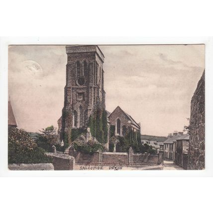 1908 Salcombe Single Ring Postmark on Postcard