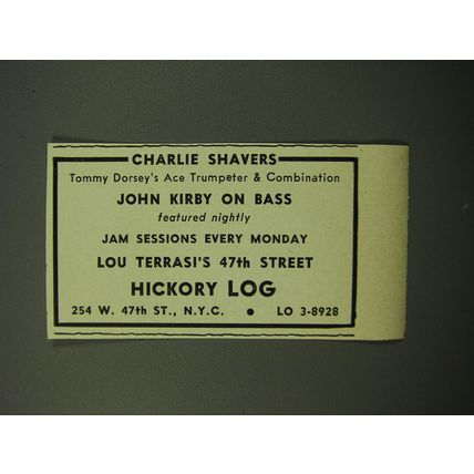 1950 Lou Terrasi's Club Advertisement - Charlie Shavers & John Kirby
