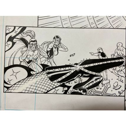Trinity Angels #4 p12 (1997) Justice League Artist Kevin Maguire Fishnets Fight
