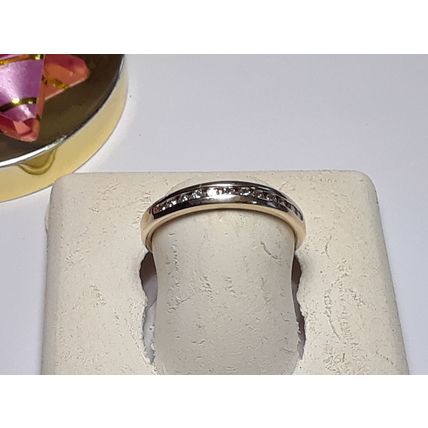 Estate .20ctw Natural Round Diamond SI3-I1 HI Channel 14Kt Y/G Wedding Band17181