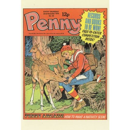 Penny Reindeer Deer Christmas 1979 Issue Girls Comic Book Postcard